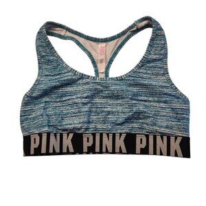 Victoria's Secret Pink Sports Bra Racerback Teal Spacedye Light Support Medium